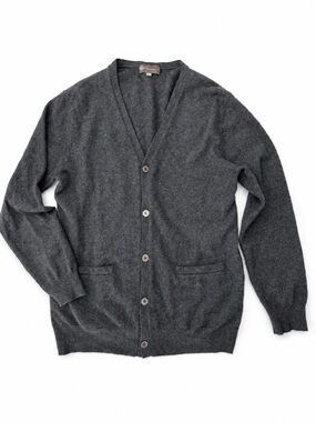 Cashmere Boutique 100% Cashmere Cardigan Sweater Men’s M Gray Button Front